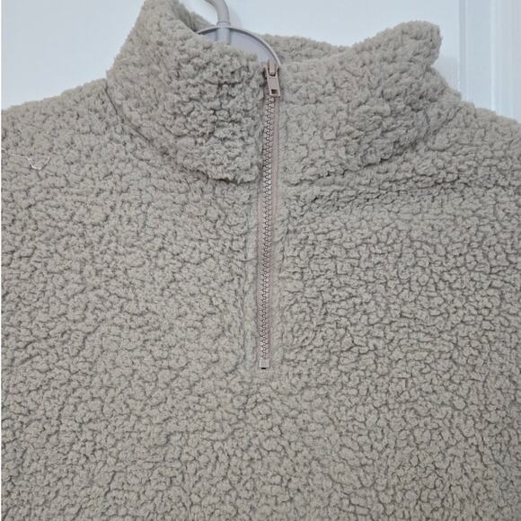 American Eagle Sherpa Fleece Quarter Zip Pullover Beige (Tag S, Fits M/L) - Picture 6 of 10